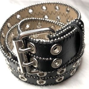 BELT Black Faux leather with silver accents